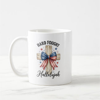 Personlig patriotisk 4 juli kristen kors kaffemugg