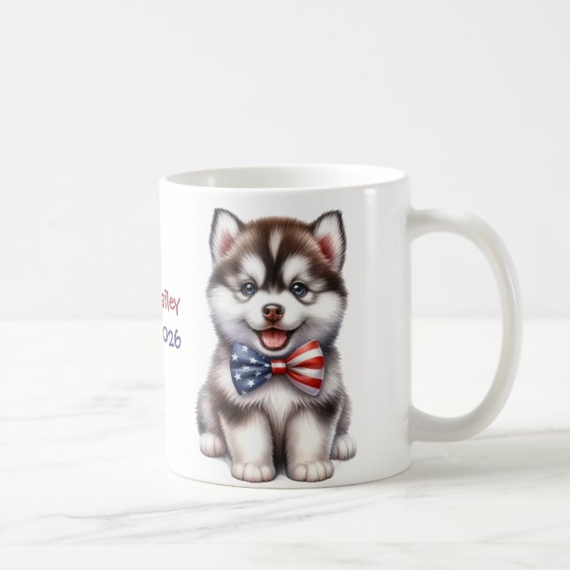 Personlig patriotisk amerikansk sibirisk husky-val kaffemugg (Höger)