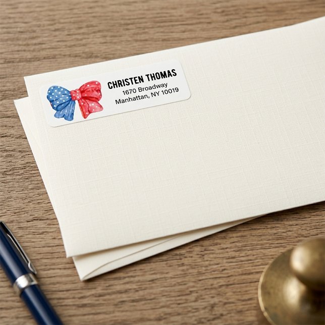 Personlig Patriotisk Bågadressetikett Returadress Etikett (Personalized Patriotic Bow Address Label)