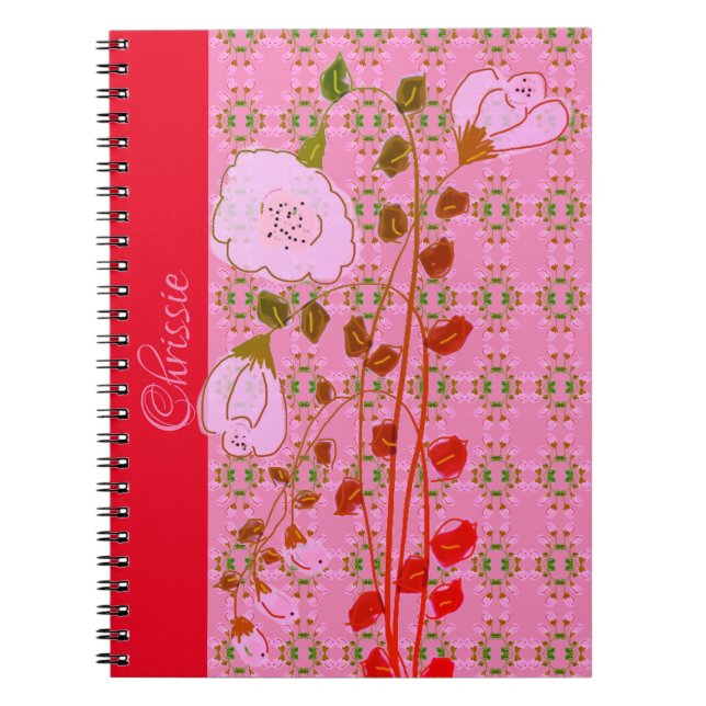 Personlig Pattern bärbar dator i Rosa och rött Anteckningsbok (Framsidan)