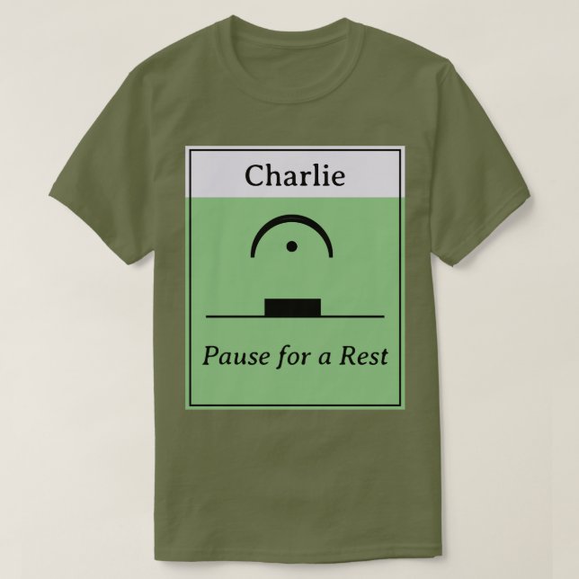 Personlig Pause Rest Musical Humor Music Grönt T Shirt (Design framsida)