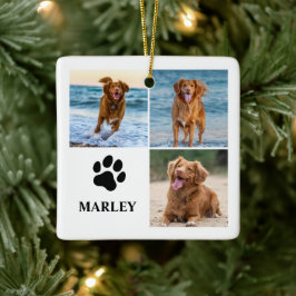 Personlig Paw Hundälskare Fotokollage Husdjur Julgransprydnad Keramik