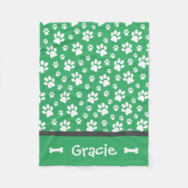 Personlig Paw Skriv ut Hund felblad Fleecefilt (Framsidan)