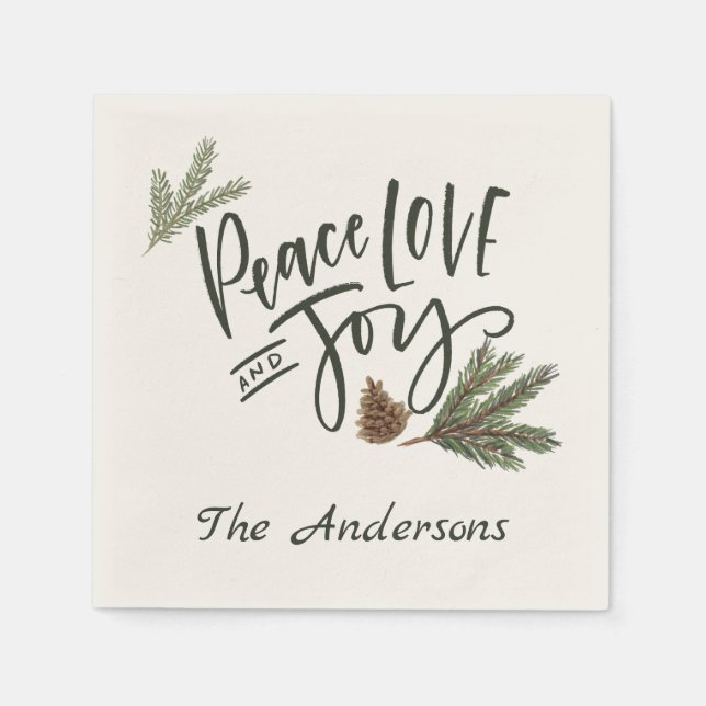 Personlig Peace Kärlek och Joy Helgdag Pappersservett (Framsidan)