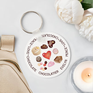 Personlig Peace Love Chokladgodis Nyckelring
