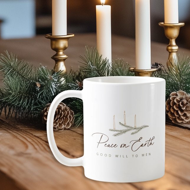 Personlig Peace on Earth Jul Gift Kaffemugg (Shown on a Classic Mug)