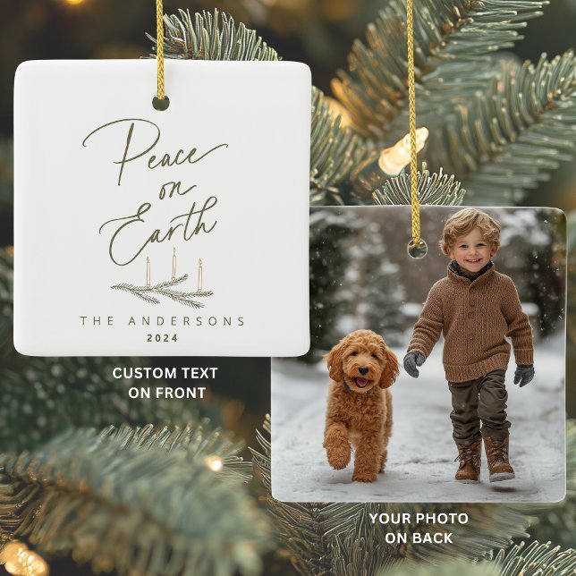 Personlig Peace on Earth Photo jul Julgransprydnad Keramik (Skapare uppladdad)