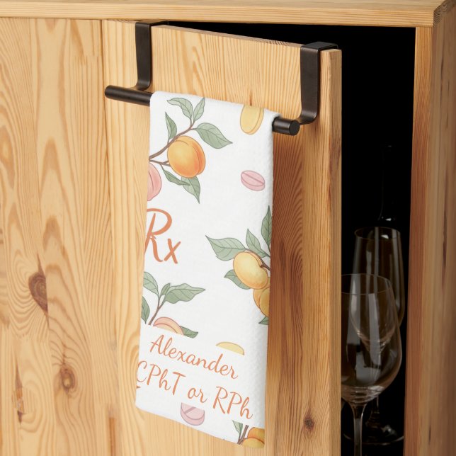 Personlig Peach & Apricot Pharmacy Kökshandduk (Thirds Fold)