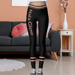 Personlig Peach Black Stripe Pet Cat Mamma Namn Leggings
