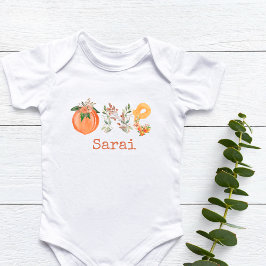 Personlig Peach First Birthday Baby Bodydräkt T Shirt