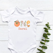 Personlig Peach First Birthday Baby Bodydräkt