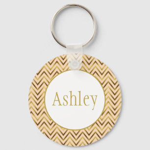 Personlig Peach & Guld Chevron Rand Nyckelring