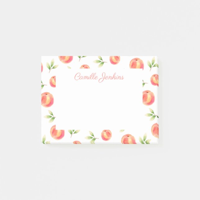 Personlig Peach Illustrated Namn Post-it Block (Framsida)