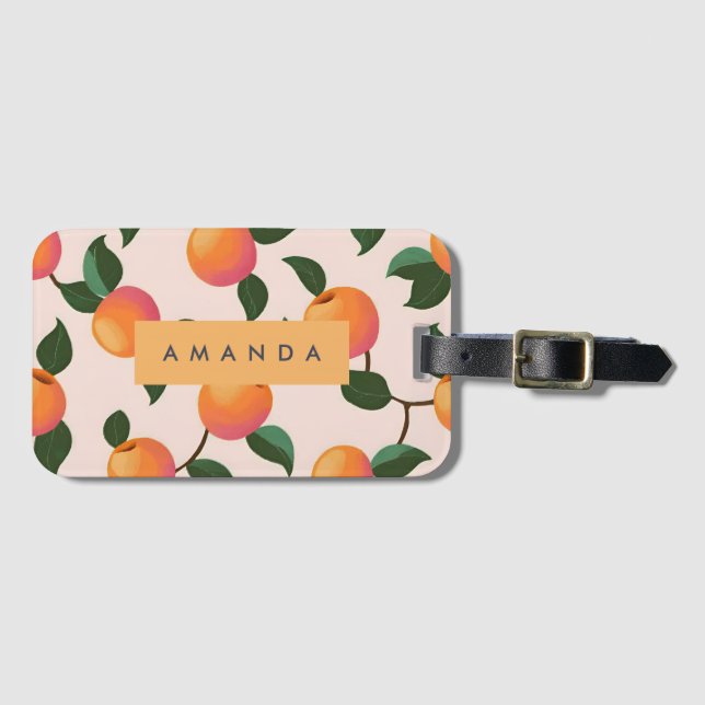 Personlig Peach Mönster Cute Peacher Bagagebricka (Framsida horisontal)