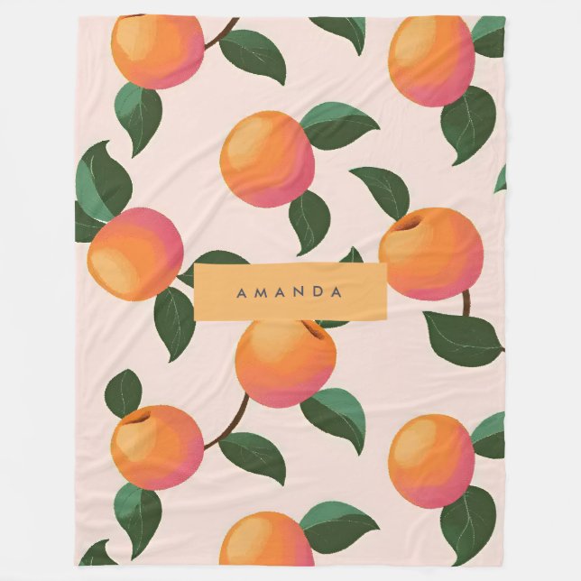 Personlig Peach Mönster Cute Peacher Fleecefilt (Framsidan)