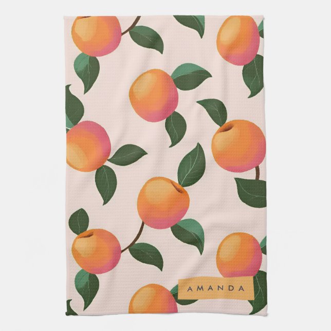 Personlig Peach Mönster Cute Peacher Kökshandduk (Vertikal)