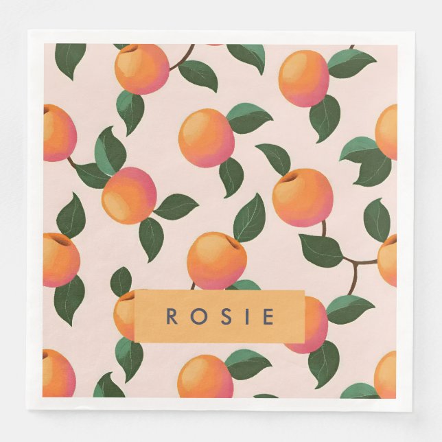 Personlig Peach Mönster Cute Peacher Pappersservett (Framsida)