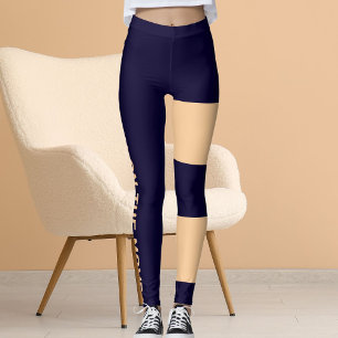 Personlig Peach Navy Blue Cat Mamma Cute Cute Roli Leggings