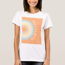 Personlig Peach Retro Rainbow T Shirt