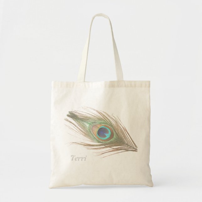 Personlig Peacock Feather Tygkasse (Framsidan)