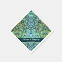 Personlig Peacock Feathers Bröllop Pappersservett