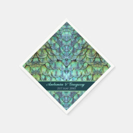 Personlig Peacock Feathers Bröllop Pappersservett