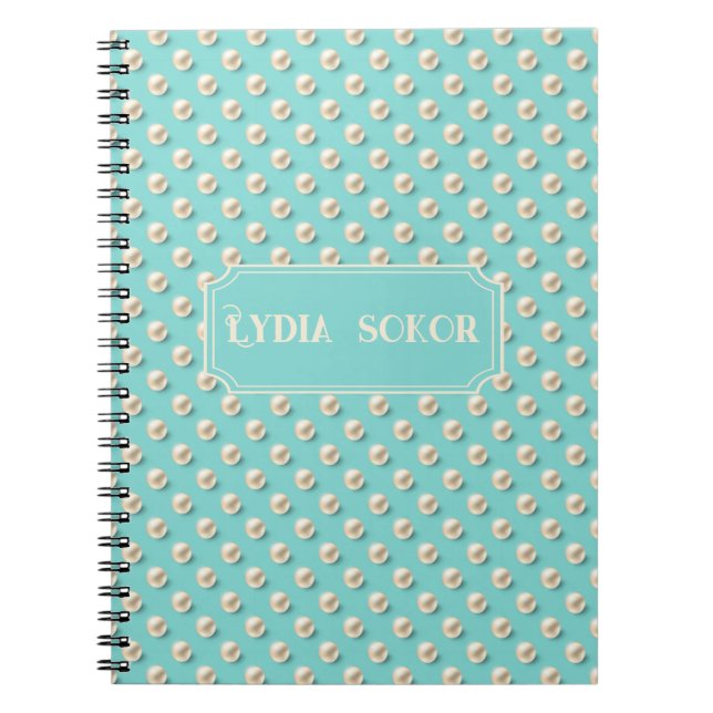 Personlig Pearl and Teal Notebook Anteckningsbok (Framsidan)