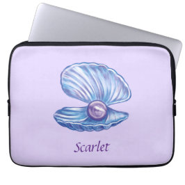 Personlig Pearl Seashell Lila Electronics Bag Laptop Fodral