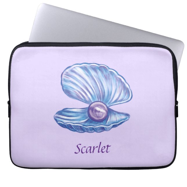 Personlig Pearl Seashell Lila Electronics Bag Laptop Fodral (Framsidan)
