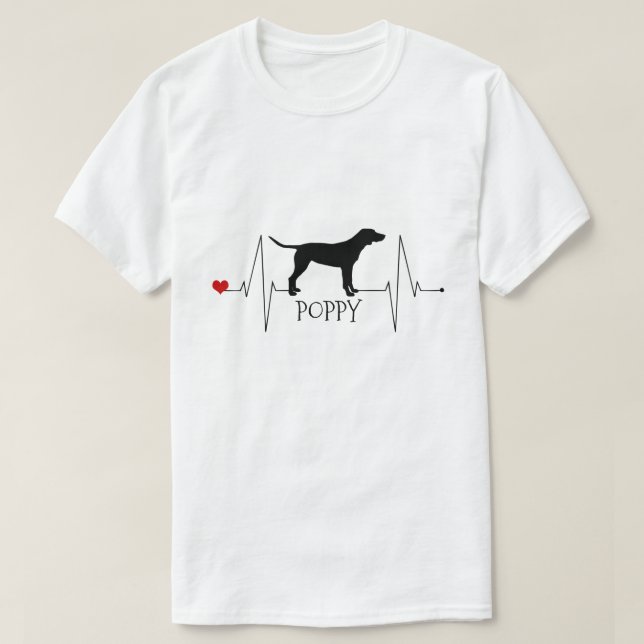 Personlig Pekare Kärlek Mitt Hund hjärtslag T-shirt (Design framsida)