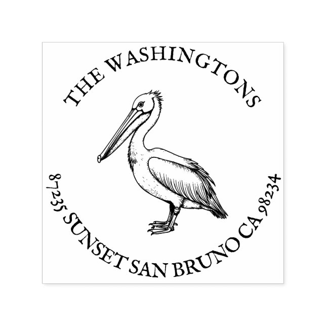 Personlig Pelican Returadress Frimärke Namn Självfärgande Stämpel (Design)