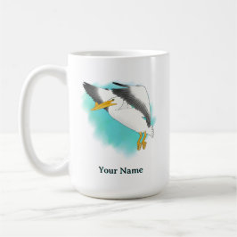Personlig pelikan med blå bakgrund kaffemugg