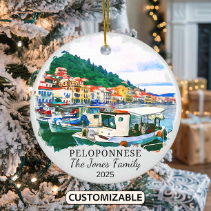 Personlig Peloponese Ornament, Grekland Julgransprydnad Keramik