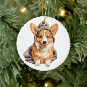 Personlig Pembroke Welsh Corgi Hund Art Julgransprydnad Keramik