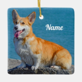 Personlig Pembroke Welsh Corgi Puppy Hund Julgransprydnad Keramik
