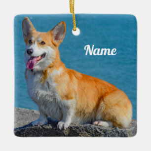 Personlig Pembroke Welsh Corgi Puppy Hund Julgransprydnad Keramik