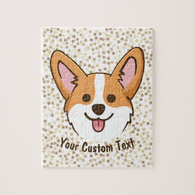 Personlig Pembroke Welsh Corgi Puppy Hund Stars Pussel (Vertikal)