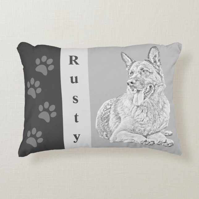 Personlig Pencil German Shepherd Accent Pillow Prydnadskudde (Framsidan)