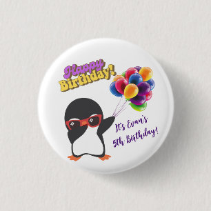 PERSONLIG PENGUIN BIRTHDAY-KNAPPAR KNAPP