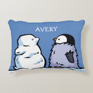 Personlig Penguin Chick Snö Nursery Pillow Prydnadskudde