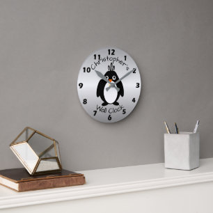 Personlig Penguin-design Rund Klocka