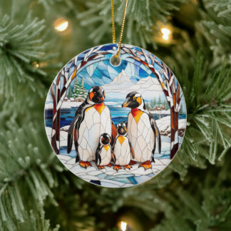 Personlig penguin-familjens ornament
