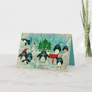 Personlig Penguin jul Hälsning Helgkort