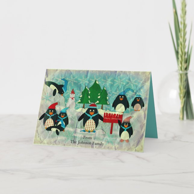 Personlig Penguin jul Hälsning Helgkort (Framsida)