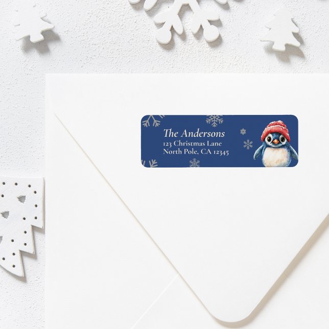 Personlig Penguin-julåtervändandeetiketter Returadress Etikett (Personalized Penguin Christmas Return Labels)