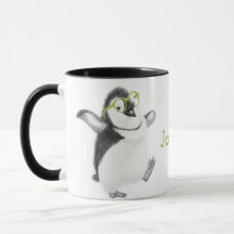 Personlig Penguin Mugg med Black Handle