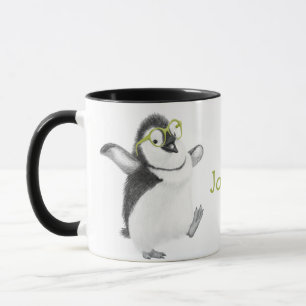 Personlig Penguin Mugg med Black Handle