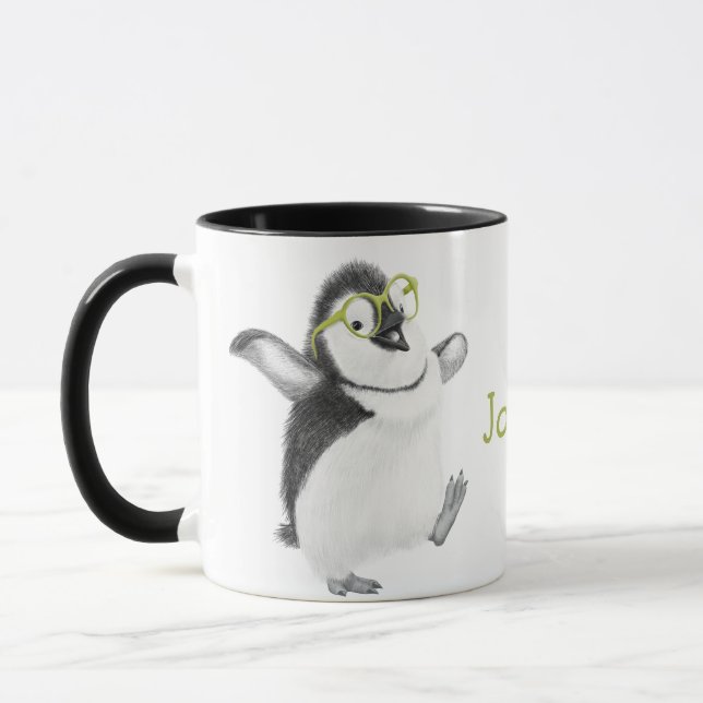 Personlig Penguin Mugg med Black Handle (Vänster)