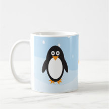 Personlig penguin mugg med snöbakgrund