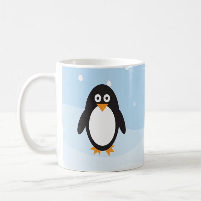 Personlig penguin mugg med snöbakgrund (Vänster)